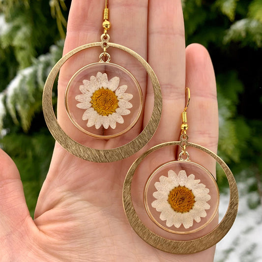 Brass Sunflower Earrings